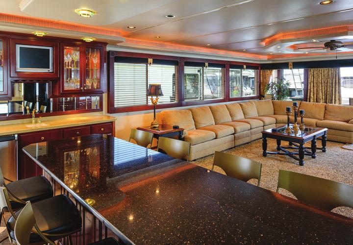 LUXURY HOUSEBOATS THE FANTASY HOUSEBOAT Rental for 5 hours: $3,500 Refundable Deposit: $1,000 Above price includes captain fee & fuel Maximum capacity 90 passengers, 110 ft.