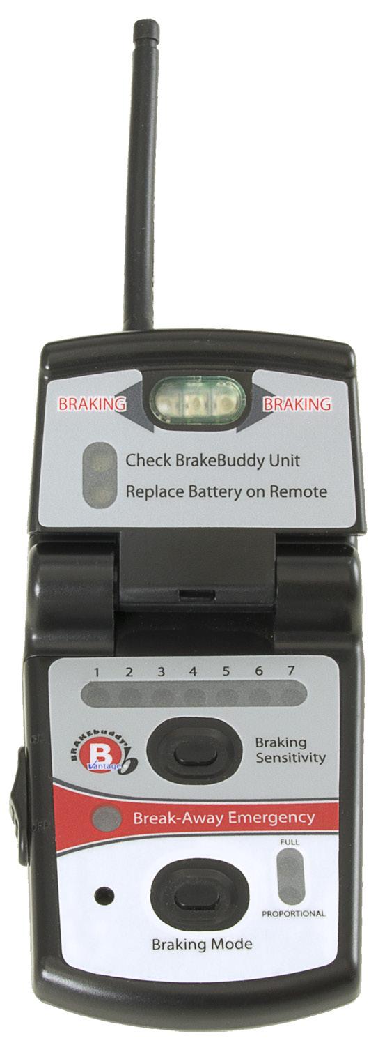 REMOTE OPERATION INSTRUCTIONS The BrakeBuddy Remote provides 2-way communication from the motorhome to the towed vehicle and provides visual indications of problems that are occurring. (Fig.