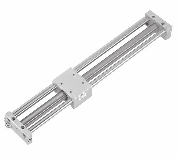 uided Version / Features uided Version Rail for mounting sensors laterally (on one side only shown on rear side) Endplate Mounting holes Chrome plated steel guide rods Adjustable Bumpers (Optional: