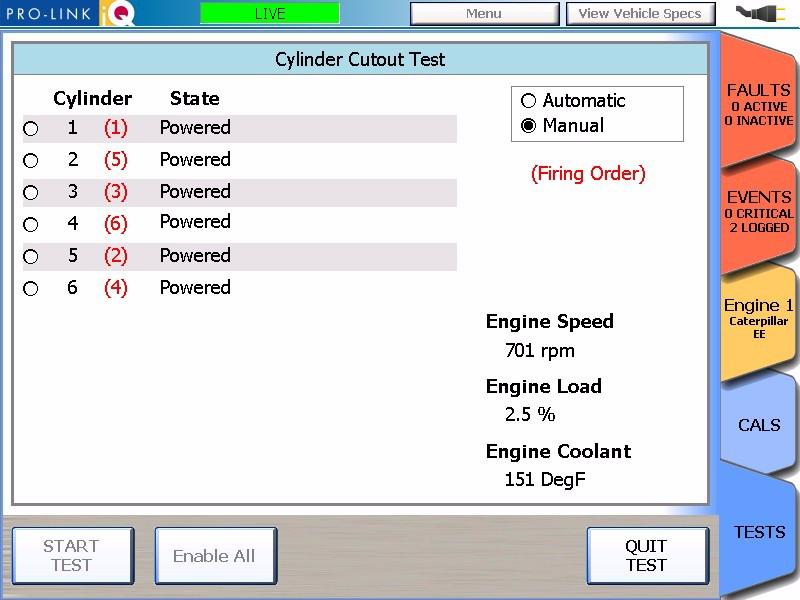 - Example: The Cylinder Cutout Test The Cylinder Cutout Test screen is displayed. Figure 6.