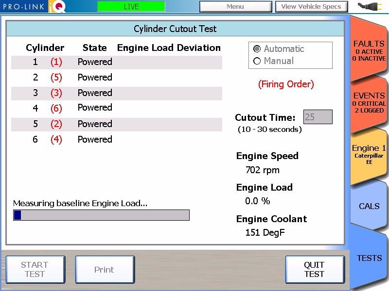 - Example: The Cylinder Cutout Test Click OK, and run the engine until the coolant