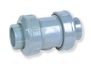 PVC-U Spears True Union 2000 Industrial Ball Check Valve Description: In-line ball check valve Mounting: Vertical Maximum Fluid Pressure at 20 C: Sizes 1 /2 to 2-16 bar; sizes 2 1 /2 to 6-10 bar All