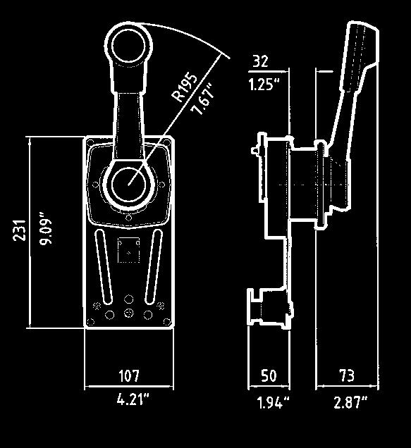 Provided with a positive lock-in neutral B184-38946 D Provided with a positive lock-in neutral and trim switch B85-35682 I Standard model, smooth design for use on sailboats.