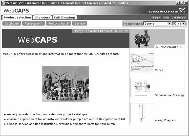 Further roduct documentation WebCAPS WebCAPS is a Web-based Comuter Aided-Product Selection rogram and a web-version of WinCAPS. Available on Grundfos homeage, www.grundfos.