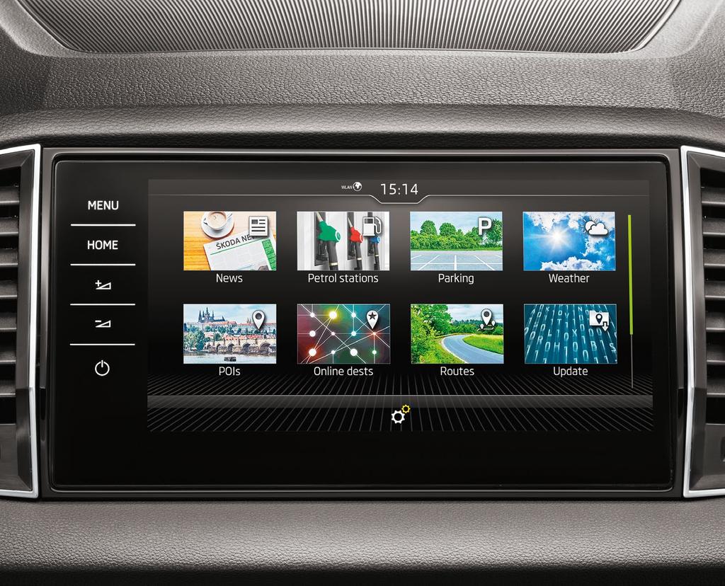 STAY CONNECTED The new ŠKODA Connect system turns the Karoq into a fully interconnected car. Infotainment Online provides satellite navigation, traffic reports and calendar updates.