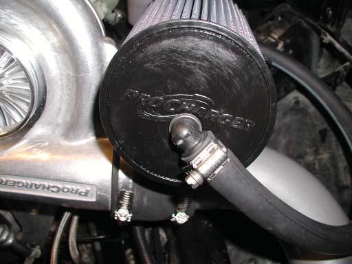 PCV System PCV SYSTEM 1 Attach the supplied 5/8 hose to the driver s side valve cover and secure with a #10 hose clamp.