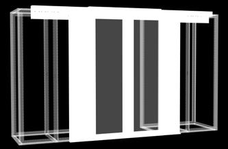 5 mm sheet steel frame Vertical sections feature an insert panel to accommodate same-height racks 6 mm clear polycarbonate roof panels allow for easy integration of fire suppression systems into the