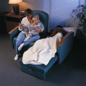 Designed for patient rooms and areas where overnight visitors are welcome, Champion s Overnighter Loveseat provides daytime seating and overnight sleeping for visitors.