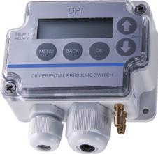Gases «DPI Electronic differential pressure switch with 4 adjustable ranges (0..10 V) and up to 2 relay outputs.