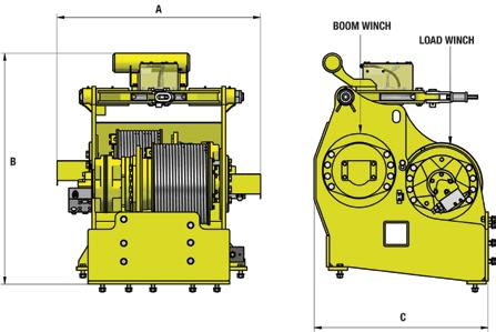 DIMENSIONS Hydraulic kit for 572/583/594 BOOM WINCH LOAD WINCH B Feet Meters A Width 7.