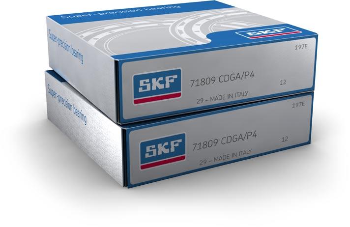 Packaging Fig. 6 SKF super-precision bearings are distributed in new SKF illustrated boxes ( fig. 6). The box contains an instruction sheet with information about mounting bearing sets.