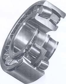 bearings has more contact area than a ball bearing, therefore, they are generally used for heavier loads than the ball bearings. Spherical Roller Bearing A spherical roller bearing, shown in the Fig.