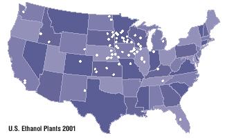 U.S. Ethanol Plants (2001) Source: National Corn Growers Association. U.S. Ethanol Production 2.25 2.13 2.00 1.75 1.63 1.77 Billion ga. 1.50 1.25 1.00 0.95 1.