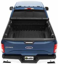 roll up y Tonneau sits on top of bed and secures to rail with hook-and-loop fastener y Features silver anodized