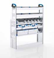 2 shelves with 5 S-BOXXes and on each 3 drawers with mats and dividers 1 L-BOXX and 1 T-BOXX on guide rails 1 case on slide tray 1 case clamp, 1 lifting flap, W x D