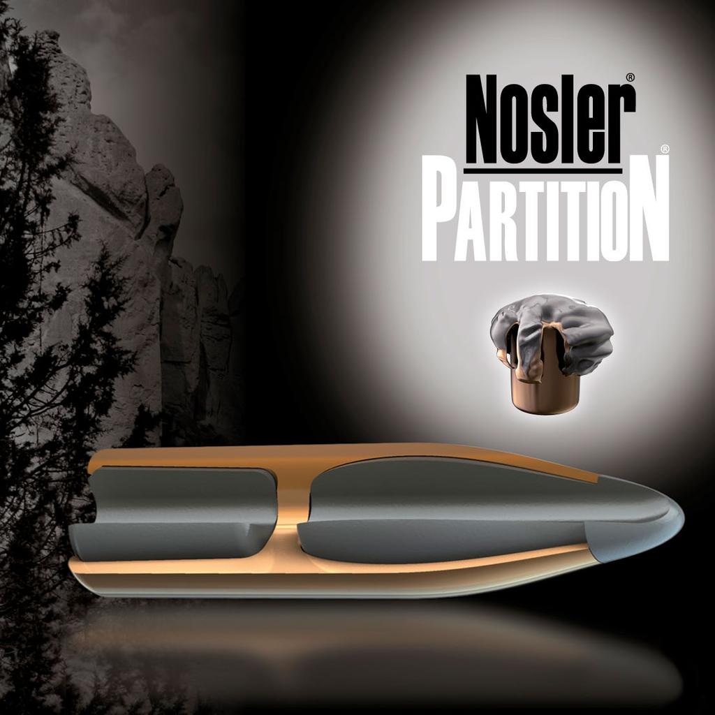 The world standard for dependable bullet performance on a variety big game Nosler s Intergral Partition Supports the expanded mushroom and retains the rear leadalloy core.