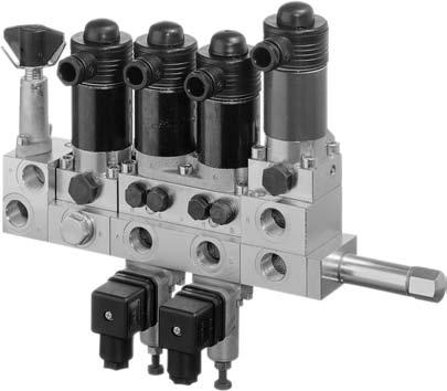 General These valve banks consist of a connection block, laterally added directional valves (acc. pamphlet D 7300) installed on individual sub-plates and an end plate.