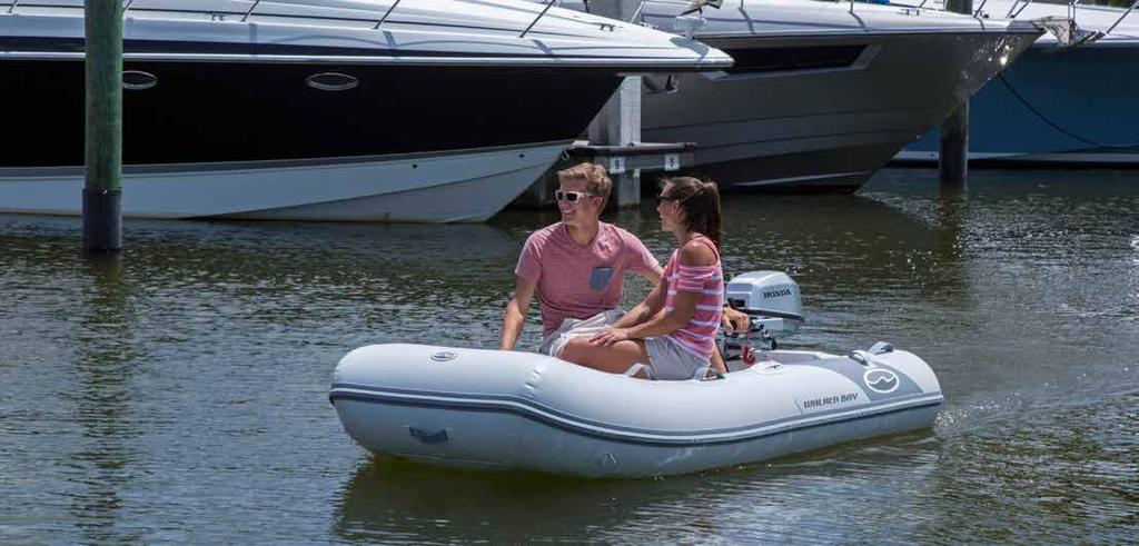 The tapered tube design allows for more room in the bow while the inflatable V-Keel of the 270 and and 11 PSI high pressure floor