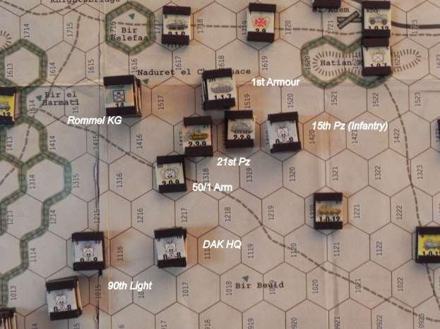 The British chit is 1st Armour. They throw everything they can into rescuing the surrounded stack. It isn t enough. They lose one step in the armoured combat, and two more in the general combat.