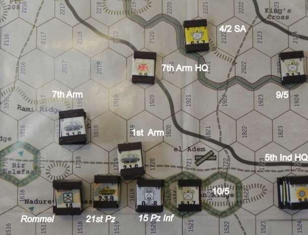 7th Armour impulse The Rommel chit is drawn, but he fails his activation roll. The final chit is 1st South African.