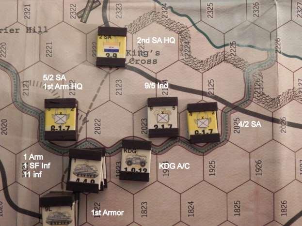 The first chit drawn is for 50th Infantry, which doesn t have anything much to do, other than hold the ridgeline against XX Corps. Next to activate is 1st Armour.