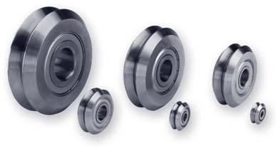 Original DualVee Guide Wheels 52100 caron steel or 440C stainless steel from stock Shielded or sealed to protect against contamination Inside or outside Vee surface can e employed to support loads