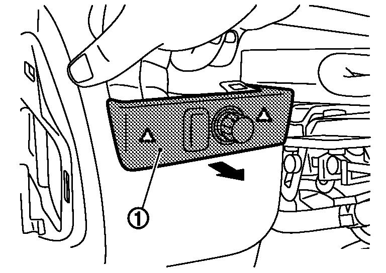 Page 10 of 14 28.Remove the remote keyless entry receiver. Refer to Removal and Installation. 29.Remove instrument pad B. Pull back the instrument pad B (1), and then disengage the clips.