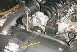 Remove the air cleaner duct from the throttle body and mass air fl ow meter (MAF).
