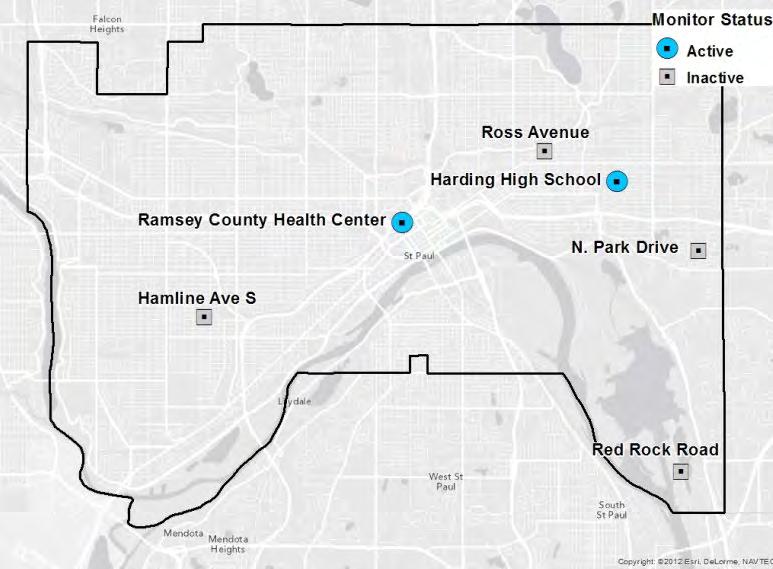 Fine particle monitoring in St. Paul The MPCA has monitored fine particles in six locations in St. Paul including two currently active sites at Harding High School in east St.