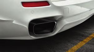Exhaust tailpipes stainless steel with Black finishers, left and right Exterior mirror caps,