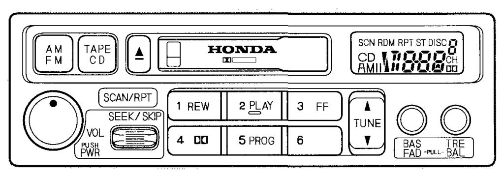 Audio System AM/FM/Cassette Stereo Audio System On LX model Your Honda's audio system provides clear reception on both AM and FM bands, while the preset buttons allow you to easily select your