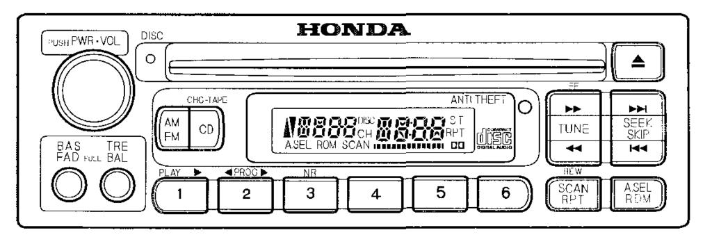 Audio System AM/FM/CD Audio System On EX model Your Honda's audio system provides clear reception on both AM and FM bands, while the preset buttons allow you to easily select your favorite stations.