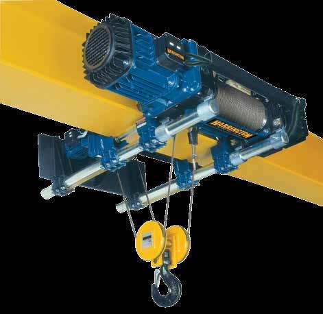 HARRINGTON ELECTRIC WIRE ROPE HOISTS Ultra-Low Headroom Trolley Hoists The Harrington Ultra-Low Headroom Trolley Hoist is designed for monorail and crane