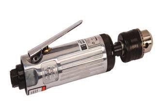 Includes throttle lever, two wrenches, and ¼" collet. Optional 1 8 collet available. Specs.:.5 hp; 20,000 rpm; min. air hose 3 8"; air inlet ¼" fpt; average air cons.