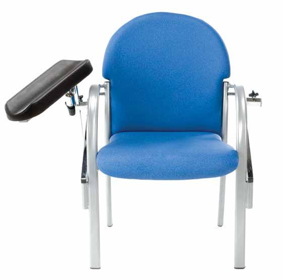 Integral arm supports on each side assist the patient in mounting and dismounting the chair. These models are available with a choice of single or dual phlebotomy armrests.