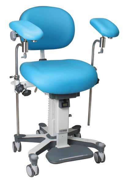 Armrests provide the patient with comfort and support as well as assisting in mounting and dismounting the chair.