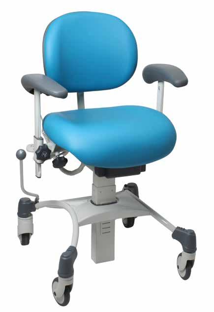 Adjustable armrests provide comfort and support, as well as assisting in patient mount and dismount.