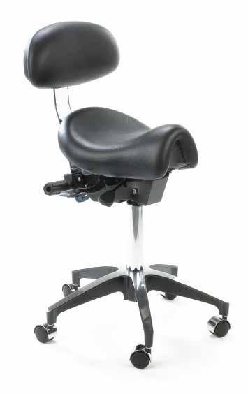 An optional matching back support is also available if required. The new Coccyx Saddle Stool has a cut-out at the rear of the stool to reduce tail-bone pressure and pain during long seated procedures.