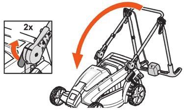 Folding the Lawn Mower When collapsing or unfolding the handlebar, the cable may be damaged. Ensure that the cable is not kinked. The handle bar can be folded down to facilitate storage and transport.