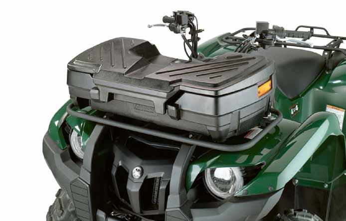 TRACKER FRONT STORAGE TRUNK > Fits all ATVs with metal racks and includes u-bolts for mounting > Made from easy to clean, high impact resistant polyethylene > Large access door for storage >