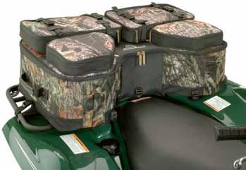 BLACK MOSSY OAK BREAK-UP LEGACY REAR RACK BAG > 600 dernier nylon is used to construct a rigid bag that includes riveted straps and carrying handles for true functionality >