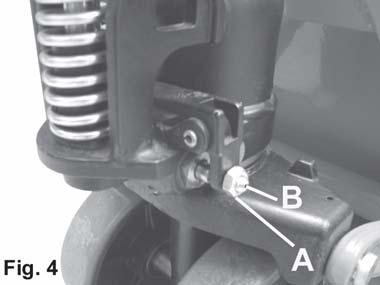 ADJUSTMENT The control lever has three positions shown in Fig 3 and indicated by the label on the handle. With the lever pulled to the upper position, the forks will lower.
