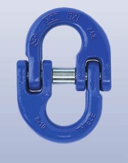 XL-Clevis Master Link TWN 1819 Complies to EN 1677-1 B F 100% mag particle tested Safety factor: 4 : 2,5 : 1 -approved Blue powder coated (RAL 5002) E G A New 13-XL Nominal Size Working Load Limit SF