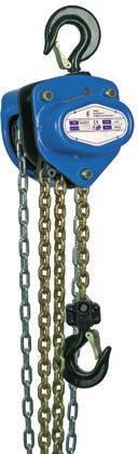 strength alloy loadchain as per EN818-7 galvanized and yellow chromated Minimum headroom Minimum effort to raise maximum load by easy handling Hooks with strong cast steel safety latches Lower hook