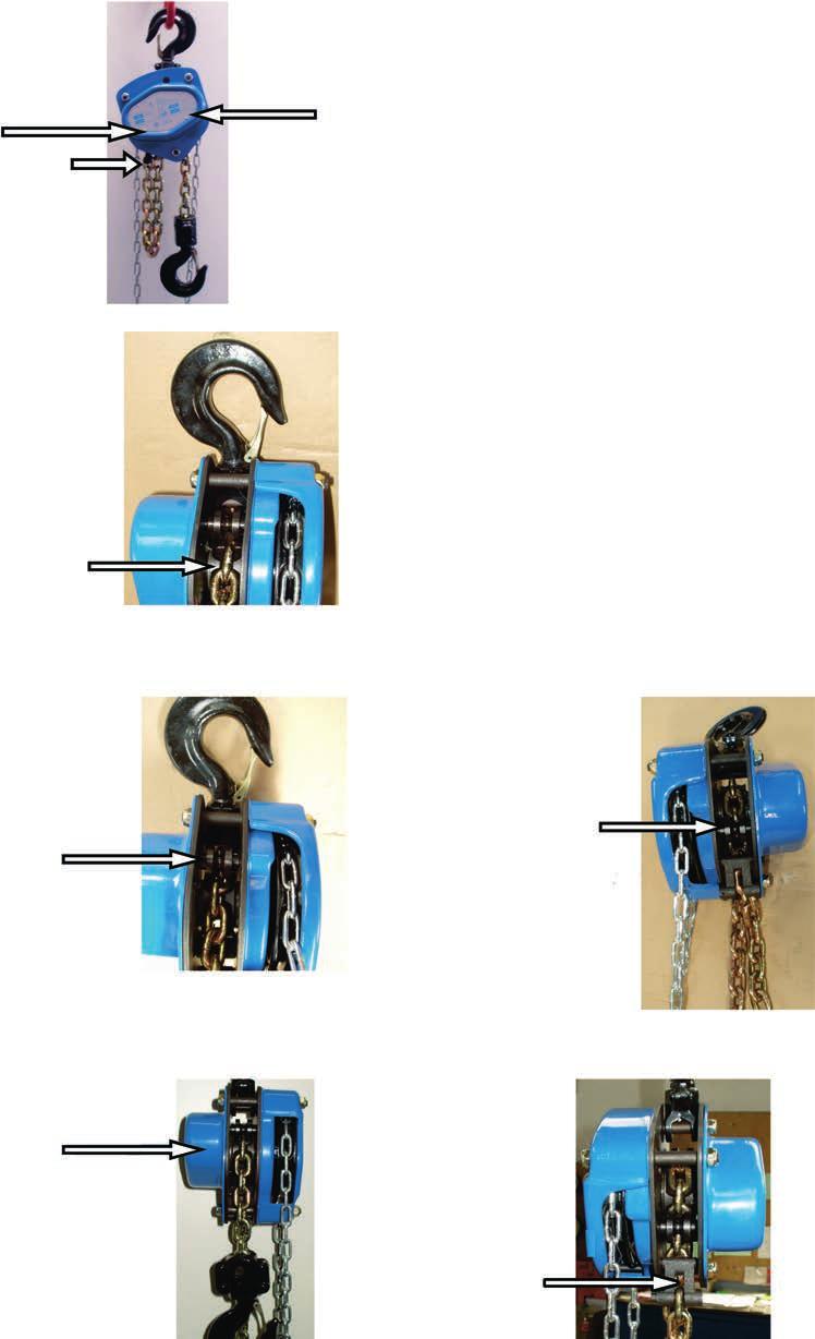 Load chain mounting TM-Chain Hoists Chain plan guide roller No. 2 (inside) 1. The load chain mounting is described in direction from hook to anchorage. 2. Pay attention not to twist the load chain. 3.