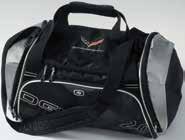 Features front zippered pocket, padded shoulder strap, all metal hardware, ventilated shoe compartment with grab handle.