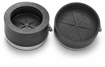Available in two sizes 1-1/2 x 2 and 3 x 4 Flip the cap over and slide the clamp in place to test either diameter of pipe Durable 100% synthetic rubber with