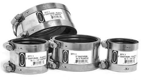 ProSeal Flex Couplings Stainless Steel Shielded Transition Couplings designed for resistance to shear forces as well as corrosion.