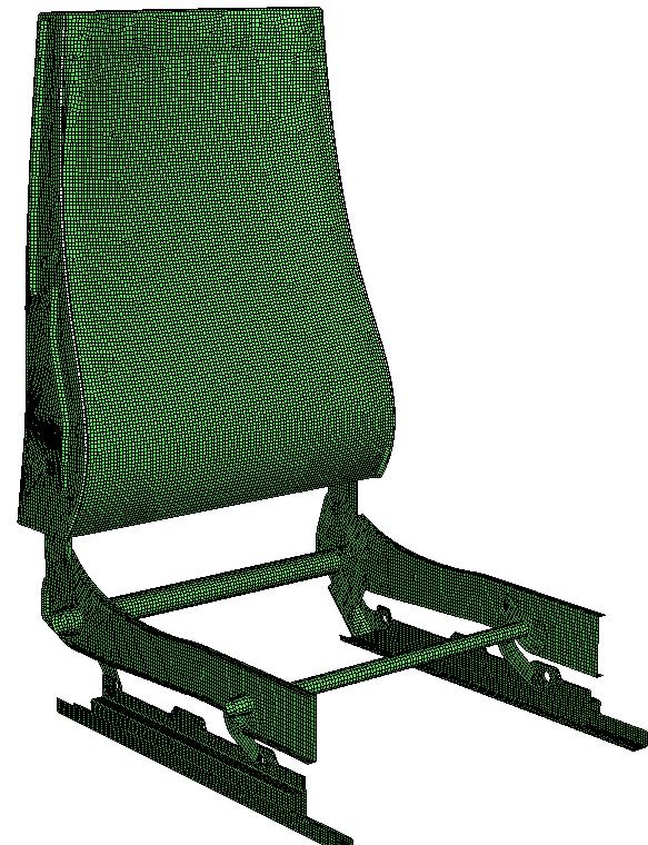 Front Mesh on the Backrest without Contour Figure 6-20: Front Mesh on the Backrest without Contour The horizontal force applied at the reference point of the body form causes the body form to contact