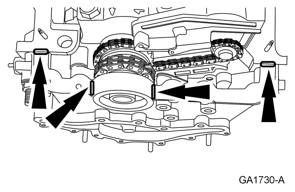 303-01A-14 303-01A-14 48. NOTE: Lubricate the seal lip with clean engine 51. CAUTION: Failure to back off the set oil. Using the special tools, install the crankshaft front oil seal.